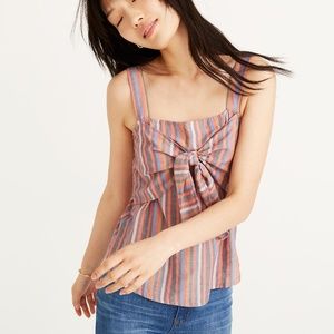 Madewell Tie-Front Cami Top in Rainbow Stripe